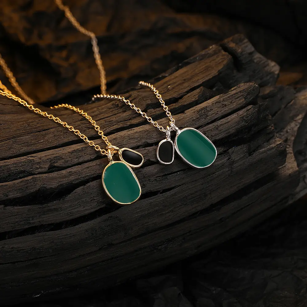 Drop oil Glaze enamel pendant 925s