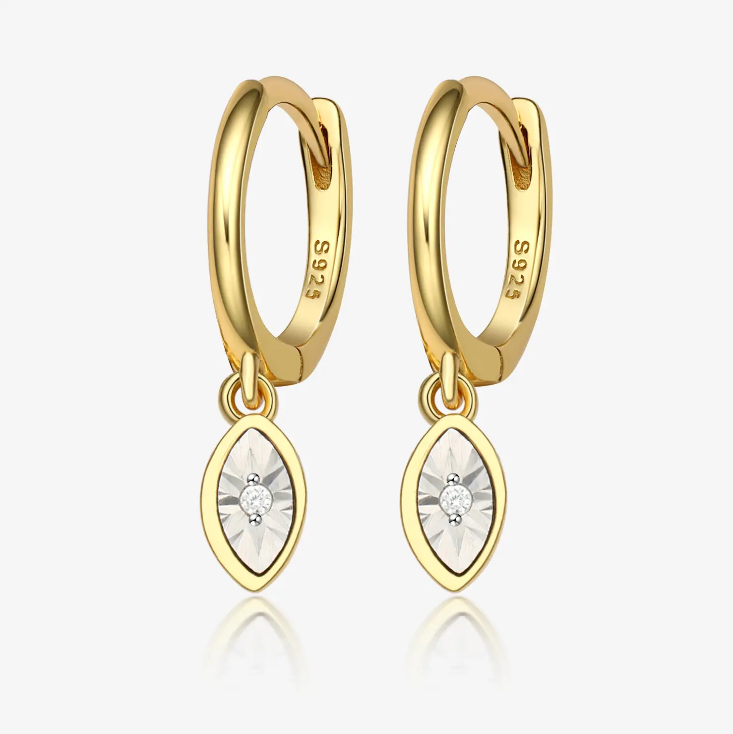 Marquise shape Horse eye Hoop earrings 925s