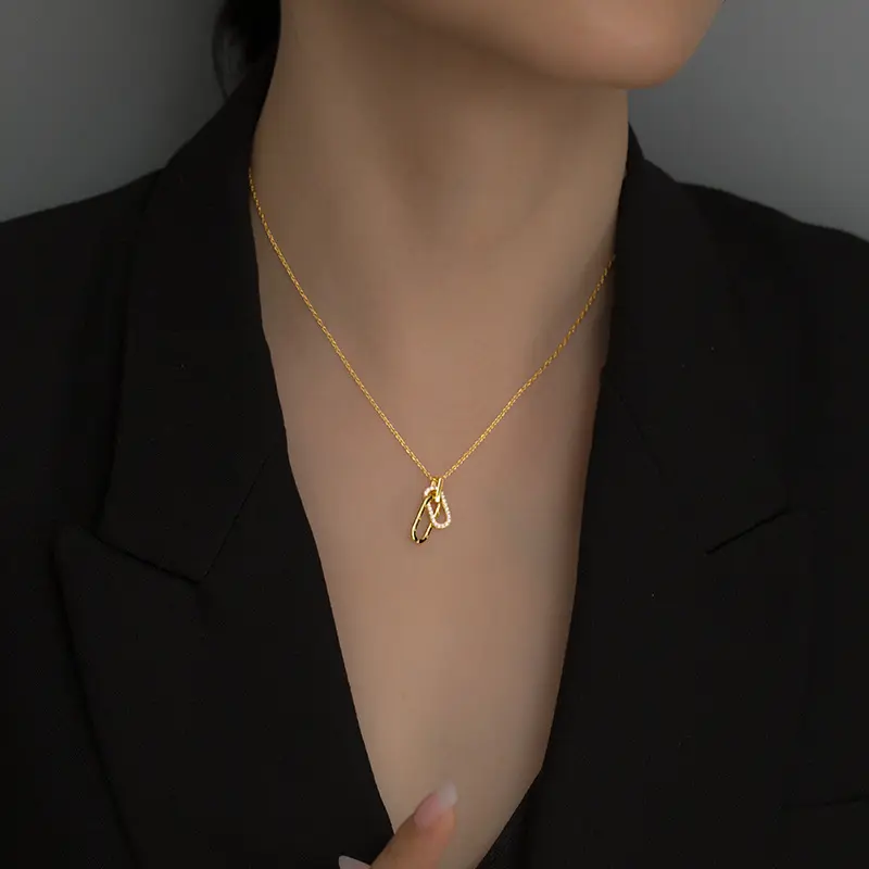 Geometric Square double Pendant 925s